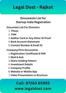 Doc’s for Startup India Registration Consultant in Rajkot