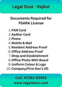 PSARA License Service in Rajkot - Document Checklist