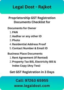 Proprietorship GST Registration Document