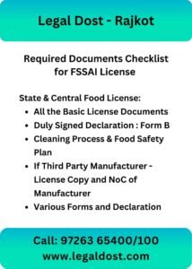 Required Documents Checklist for FSSAI License