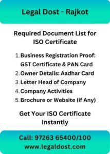 Document for ISO Certificate in Rajkot